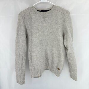 Holebrook Men M 100% Merino Wool Sweater Gray Knit Soft Long Sleeve Crew Neck